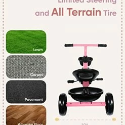 Discount 🔥 KRIDDO Kids Tricycles Age 18 Month To 4 Years, Toddler Kids Trike For 1.5 To 3 Year Old, Gift Toddler Tricycles For 2 - 4 Year Olds, Trikes For Toddlers, Pink 😉 -Kids' Tricycles Sales 412cCSXOrIL
