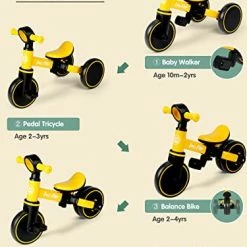 Discount ⭐ LOL-FUN 3 In 1 Kids Tricycle For Toddlers Ages 1-3 Bicycle Toy For 1 2 Year Old Boys 👧 Girls Gift With Easy Assembly Removable Pedal Midnight Blue 🔥