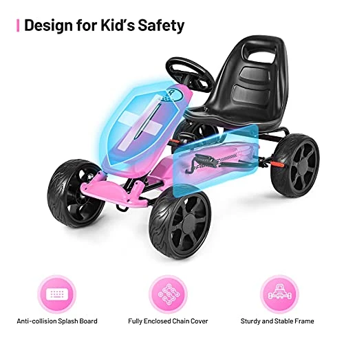 Flash Sale π Pedal Go Kart, 4-Wheel Off Road Pedal Car W/ Handbrake & Clutch, 2-Position Adjustable Seat, Ride On Go Cart For Kids, Gift For Boys π§ Girls(Pink) π 4 Flash Sale π Pedal Go Kart, 4-Wheel Off Road Pedal Car W/ Handbrake & Clutch, 2-Position Adjustable Seat, Ride On Go Cart For Kids, Gift For Boys π§ Girls(Pink) π - Image 4