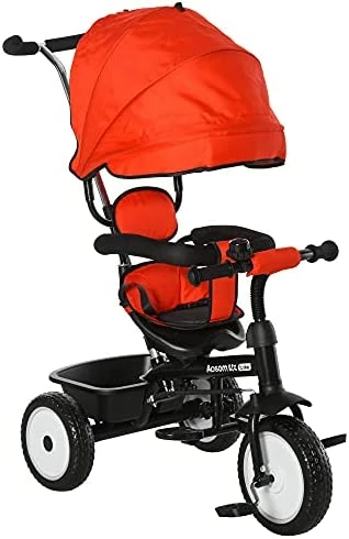 Cheap 🛒 Qaba Baby Tricycle 2 In 1 Trike With Adjustable Canopy Detachable Guardrail Belt For Age 6-60 Months, Red ✨ 10 Cheap 🛒 Qaba Baby Tricycle 2 In 1 Trike With Adjustable Canopy Detachable Guardrail Belt For Age 6-60 Months, Red ✨ - Image 10