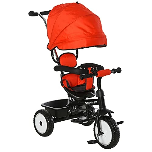 Cheap 🛒 Qaba Baby Tricycle 2 In 1 Trike With Adjustable Canopy Detachable Guardrail Belt For Age 6-60 Months, Red ✨ 1 Cheap 🛒 Qaba Baby Tricycle 2 In 1 Trike With Adjustable Canopy Detachable Guardrail Belt For Age 6-60 Months, Red ✨