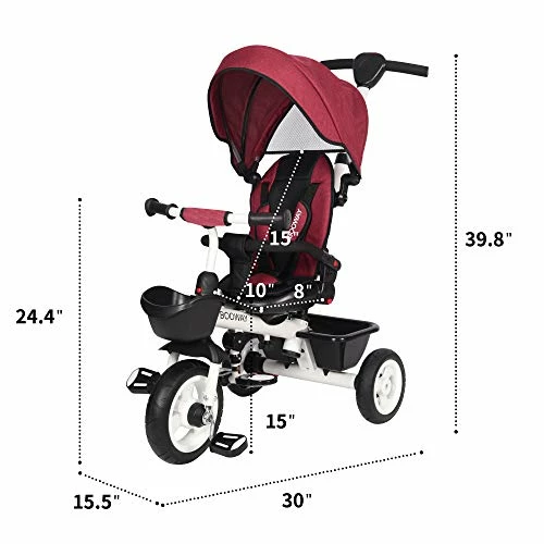 Outlet 🌟 EOOWOY BOOWAY Baby Trike, 6-in-1 Kids Stroller Tricycle With Adjustable Push Handle, Removable Canopy, Safety Harness For 6 Months - 5 Year Old Gray ✔️ 4 Outlet 🌟 EOOWOY BOOWAY Baby Trike, 6-in-1 Kids Stroller Tricycle With Adjustable Push Handle, Removable Canopy, Safety Harness For 6 Months - 5 Year Old Gray ✔️ - Image 4