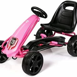 Buy ⭐ Costzon Pedal Go Kart For Kids, 4 Wheels Pedal Powered Ride On Toy, Outdoor Racer Children's Foot On Riding Car W/ Adjustable Seat, Rubber Tires & 2 Brakes For Boys & 👧 Girls Age 3 To 8 (Black) 🤩 -Kids' Tricycles Sales 417qcBbUeWL. AC