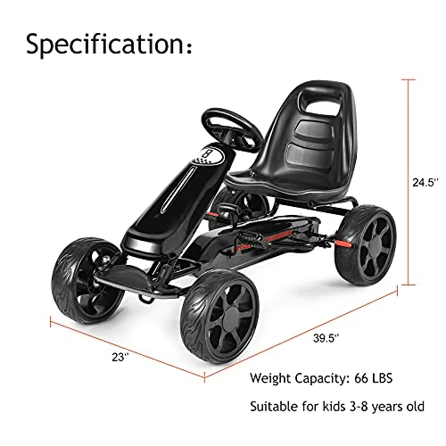 Budget π Costzon Pedal Go Kart For Kids, 4 Wheel Powered Ride On Car, Outdoor Indoor Pedal On Foot Racer Toys With Adjustable Seat, Clutch, Brake, EVA Wheels For Boys π§ Girls Gift (Black) π 7 Budget π Costzon Pedal Go Kart For Kids, 4 Wheel Powered Ride On Car, Outdoor Indoor Pedal On Foot Racer Toys With Adjustable Seat, Clutch, Brake, EVA Wheels For Boys π§ Girls Gift (Black) π - Image 7