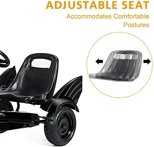 Flash Sale 🥰 GLACER Kids Pedal Go Kart, Pedal Powered Ride On Car For Kids, 4 Wheels Indoor Outdoor Racer Toy Car W/ Adjustable Seat, Foot Pedal, Ideal For Boys 👧 Girls, Black ❤️ 3 Flash Sale 🥰 GLACER Kids Pedal Go Kart, Pedal Powered Ride On Car For Kids, 4 Wheels Indoor Outdoor Racer Toy Car W/ Adjustable Seat, Foot Pedal, Ideal For Boys 👧 Girls, Black ❤️ - Image 3