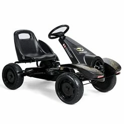 Top 10 😍 HONEY JOY Go Kart For Kids, 4 Wheel Pedal Powered Go Cart With Steering Wheels & Adjustable Seat, Safety Hand Brake, Non-Slip Tires, Outdoor Off-Road Racer Ride On Pedal Car For Boy Girl (Black) 😉