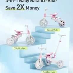 Cheapest โจ Cooghi 3-in-1 Kids Tricycle For Kids Ages 18 Months - 4 Years Old, 3 Wheels Toddler Tricycle With Detachable Pedal And Adjustable Seat, Pink ๐งจ 7 Cheapest โจ Cooghi 3-in-1 Kids Tricycle For Kids Ages 18 Months - 4 Years Old, 3 Wheels Toddler Tricycle With Detachable Pedal And Adjustable Seat, Pink ๐งจ -Kids' Tricycles Sales 41BXpG0JmVL