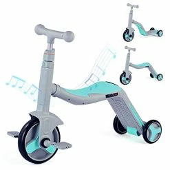 Deals ✔️ Viribus 3 In 1 Kids Tricycle, Scooter And Balance Bike With Seat In Light And Music, Convertible 3 Wheel Toddlers Bike For 3 4 5 6 Years Old, Riding Toys With Pedals, Outdoor Toy For Baby Aged 3-7 Mint ✔️