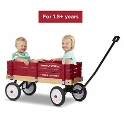 New ✨ Radio Flyer Town And Country Wagon, Wooden Red Wagon 🥰 -Kids' Tricycles Sales 41Dy28l3GVL