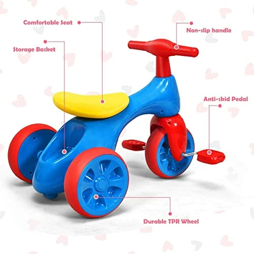 Coupon 🎁 Generic FUTADA Kids Tricycle, Rider Trike With Foot Pedals, BB Sound & Storage Box, Balance Bike Walker, 3 Wheels Bicycle For Toddler 1-3 Years Old, 🎂 Birthday Gift For Children 👧 Girls Boys (Blue) ⌛ 5 Coupon 🎁 Generic FUTADA Kids Tricycle, Rider Trike With Foot Pedals, BB Sound & Storage Box, Balance Bike Walker, 3 Wheels Bicycle For Toddler 1-3 Years Old, 🎂 Birthday Gift For Children 👧 Girls Boys (Blue) ⌛ - Image 5