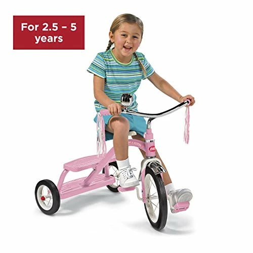 New π Classic Pink Dual Deck Tricycle Ride On, 31.5L X 24.5W X 21.5H In π 3 New π Classic Pink Dual Deck Tricycle Ride On, 31.5L X 24.5W X 21.5H In π - Image 3