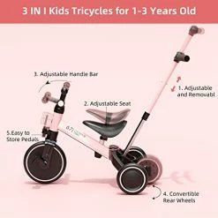 Buy 🥰 67i Tricycles For 1-3 Year Old Toddler Tricycle With Push Handle For 1-3 Years Old Trikes For Toddlers With Push Handle Boys And 👧 Girls Kids Push Trike Toddler Bike With Removable Pedals Adjustable Seat And Handle Green With Hadle 👍 -Kids' Tricycles Sales 41INaI8KDqL