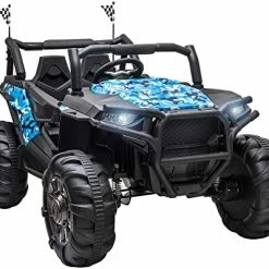 Best Pirce 🛒 Aosom 12V Kids Ride On Car Electric Off-Road UTV Truck Toy With Parental Remote Control, Suspensions, USB, Bluetooth, 3 Speeds & 4 Motors, Camo Green 👍 -Kids' Tricycles Sales 41KoF y9MNL. AC