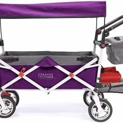 Deals 👏 Creative Outdoor Distributor Creative Outdoor Push Pull Collapsible Folding Wagon | Silver Series Plus | Beach Park Garden & Tailgate | Black With Canopy 😉 -Kids' Tricycles Sales 41LB8tD1K9L. AC