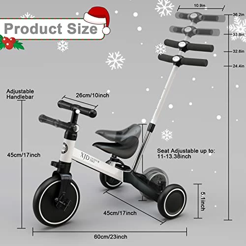 Promo 🔥 XJD 7 In 1 Toddler Bike With Push Handle For 1 To 3 Years Old Kids Toddler Tricycle With Push Handle For Boy Girl Baby Bike Infant Trike Kids Trikes (White) 🔔 5 Promo 🔥 XJD 7 In 1 Toddler Bike With Push Handle For 1 To 3 Years Old Kids Toddler Tricycle With Push Handle For Boy Girl Baby Bike Infant Trike Kids Trikes (White) 🔔 - Image 5