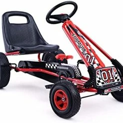 Cheapest 🧨 HONEY JOY Go Kart For Kids, 4 Wheel Quad Off-Road Pedal On Foot Go Cart W/Steering Wheels & Adjustable Seat, 2 Safety Brakes, EVA Tires, Clutch, Outdoor Racer Ride On Pedal Car (Blue) ⭐ -Kids' Tricycles Sales 41NHWMPYnwL. AC
