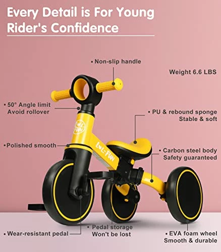 Discount ⭐ LOL-FUN 3 In 1 Kids Tricycle For Toddlers Ages 1-3 Bicycle Toy For 1 2 Year Old Boys 👧 Girls Gift With Easy Assembly Removable Pedal Midnight Blue 🔥 5 Discount ⭐ LOL-FUN 3 In 1 Kids Tricycle For Toddlers Ages 1-3 Bicycle Toy For 1 2 Year Old Boys 👧 Girls Gift With Easy Assembly Removable Pedal Midnight Blue 🔥 - Image 5