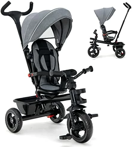 Brand new 𧨠HONEY JOY Tricycle, 5-in-1 Baby Tricycle Stroller W/Adjustable Push Handle & Canopy, Reversible Seat, EVA Wheels Cup Holder & Storage Basket, Push Tricycles For Toddlers Age 1.5-5 Year Old (Pink) π 8 Brand new 𧨠HONEY JOY Tricycle, 5-in-1 Baby Tricycle Stroller W/Adjustable Push Handle & Canopy, Reversible Seat, EVA Wheels Cup Holder & Storage Basket, Push Tricycles For Toddlers Age 1.5-5 Year Old (Pink) π - Image 8