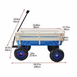Buy 🔥 ZeHuoGe Outdoor Sport Blue Wagon All Terrain Pulling W/Removable Wooden Side Panels Air Tires Big Foot Panel Wagon 176 Lbs. Weight Capacity Sturdy All Steel Wagon Bed, Children Kids' Pull-Along Wagons (Blue) 😀 -Kids' Tricycles Sales 41OMOcc9GyL