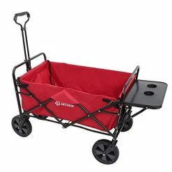 Promo π₯ Get Out! Wagon Cart In Red - Foldable Wagon For Storage Multi-Use Utility Wagon With Side Table And Handl π