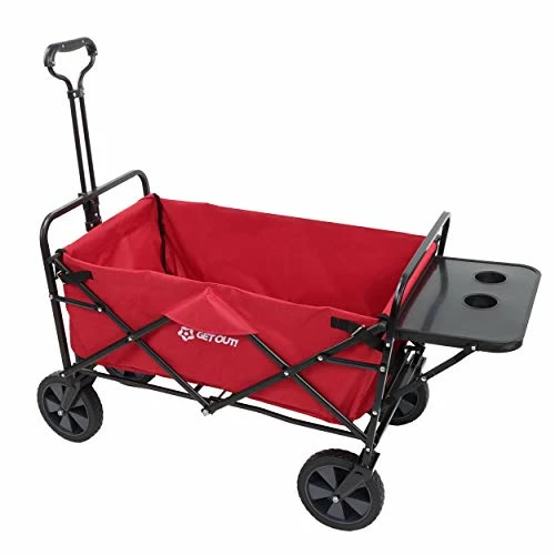 Promo 🔥 Get Out! Wagon Cart In Red - Foldable Wagon For Storage Multi-Use Utility Wagon With Side Table And Handl 😀 1 Promo 🔥 Get Out! Wagon Cart In Red - Foldable Wagon For Storage Multi-Use Utility Wagon With Side Table And Handl 😀