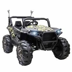 Best Pirce 🛒 Aosom 12V Kids Ride On Car Electric Off-Road UTV Truck Toy With Parental Remote Control, Suspensions, USB, Bluetooth, 3 Speeds & 4 Motors, Camo Green 👍