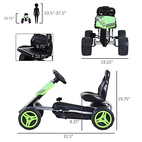Discount π₯ Aosom Kids Go Kart, 4 Wheeled Ride On Pedal Car, Racer For 3 Years, For Boys And π§ Girls, Outdoor - Green β¨ 3 Discount π₯ Aosom Kids Go Kart, 4 Wheeled Ride On Pedal Car, Racer For 3 Years, For Boys And π§ Girls, Outdoor - Green β¨ - Image 3