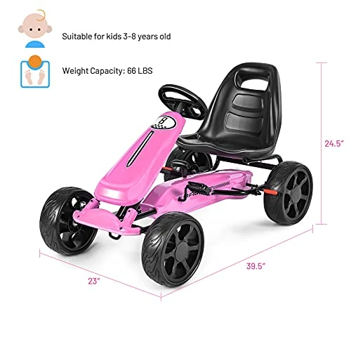 Flash Sale π Pedal Go Kart, 4-Wheel Off Road Pedal Car W/ Handbrake & Clutch, 2-Position Adjustable Seat, Ride On Go Cart For Kids, Gift For Boys π§ Girls(Pink) π 2 Flash Sale π Pedal Go Kart, 4-Wheel Off Road Pedal Car W/ Handbrake & Clutch, 2-Position Adjustable Seat, Ride On Go Cart For Kids, Gift For Boys π§ Girls(Pink) π - Image 2
