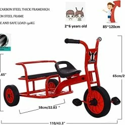 Brand new 🎉 YXWJ Preschool Kids Tricycle - For Two Riders Ages 3+ Double Seat Pedal Tricycle Kindergarten And Playground Learning Activity, Daycare And Classroom Outdoor Pla Red 5168 🔥 -Kids' Tricycles Sales 41ZnADRMYFL