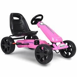 Cheapest ๐ฅ GLACER Kids Go Kart, 4 Wheels Outdoor Racer Toy Car For Kids, Pedal Powered Ride On Car W/ Adjustable Seat, EVA Rubber Tires, Ideal For Boys ๐ง Girls (Pink) ๐