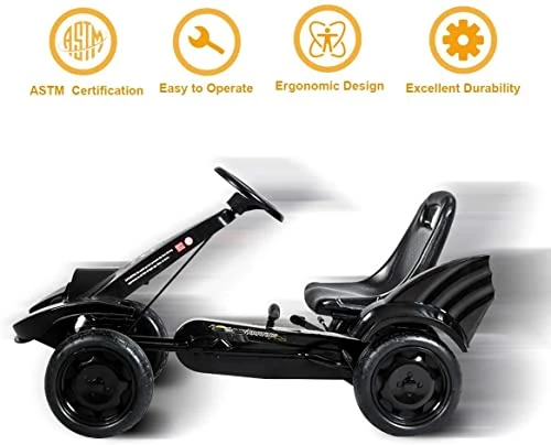 Flash Sale 🥰 GLACER Kids Pedal Go Kart, Pedal Powered Ride On Car For Kids, 4 Wheels Indoor Outdoor Racer Toy Car W/ Adjustable Seat, Foot Pedal, Ideal For Boys 👧 Girls, Black ❤️ 4 Flash Sale 🥰 GLACER Kids Pedal Go Kart, Pedal Powered Ride On Car For Kids, 4 Wheels Indoor Outdoor Racer Toy Car W/ Adjustable Seat, Foot Pedal, Ideal For Boys 👧 Girls, Black ❤️ - Image 4