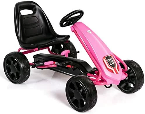Brand new 🔔 HONEY JOY Pedal Go Kart, Off-Road Racing Pedal Powered Go Cart W/ 2-Point Adjustable Seat, Double Brake System, EVA Wheels, 4-Wheels Pedal Car For Kids (Pink) ⭐ 5 Brand new 🔔 HONEY JOY Pedal Go Kart, Off-Road Racing Pedal Powered Go Cart W/ 2-Point Adjustable Seat, Double Brake System, EVA Wheels, 4-Wheels Pedal Car For Kids (Pink) ⭐ - Image 5