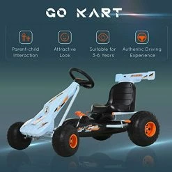 Cheapest ❤️ Pedal Go Kart Children Ride On Car Cute Style With Adjustable Seat, Plastic Wheels, Handbrake And Shift Lever, Light Blue 🔔 -Kids' Tricycles Sales 41eB8X4y7wL