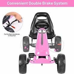 Cheapest 🔥 GLACER Kids Go Kart, 4 Wheels Outdoor Racer Toy Car For Kids, Pedal Powered Ride On Car W/ Adjustable Seat, EVA Rubber Tires, Ideal For Boys 👧 Girls (Pink) 🛒 -Kids' Tricycles Sales 41fWBX6HBiL