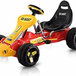 Flash Sale ⭐ HONEY JOY Pedal Go Kart, 4 Wheel Quad Ride On Pedal Car With Steering Wheels & 3 Position Adjustable Seat, Clutch, Outdoor Go Cart For Kids, Gift For Boys 👧 Girls (Yellow) 👏 -Kids' Tricycles Sales 41gIChfLpEL. AC