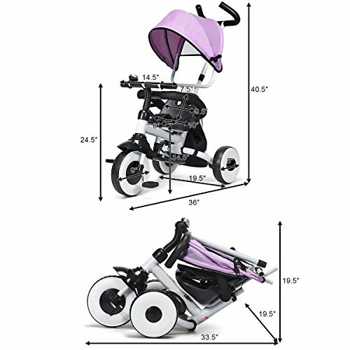 Wholesale โญ BABY JOY Tricycle For Toddlers, Folding Trike W/Adjustable Parent Handle, Canopy, Storage Bag, Safety Harness & Wheel Brakes, Baby Push Tricycle Stroller For Kids Boys ๐ง Girls Aged 1-5 Years Old Blue โจ 6 Wholesale โญ BABY JOY Tricycle For Toddlers, Folding Trike W/Adjustable Parent Handle, Canopy, Storage Bag, Safety Harness & Wheel Brakes, Baby Push Tricycle Stroller For Kids Boys ๐ง Girls Aged 1-5 Years Old Blue โจ - Image 6