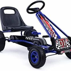 Cheapest 🧨 HONEY JOY Go Kart For Kids, 4 Wheel Quad Off-Road Pedal On Foot Go Cart W/Steering Wheels & Adjustable Seat, 2 Safety Brakes, EVA Tires, Clutch, Outdoor Racer Ride On Pedal Car (Blue) ⭐ -Kids' Tricycles Sales 41lIrlRuBLL. AC