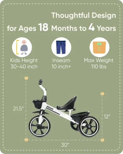 Best reviews of π KRIDDO Kids Tricycles Age 18 Month To 4 Years, Toddler Kids Trike For 1.5 To 3 Year Old, Gift Toddler Tricycles For 2 - 4 Year Olds, Trikes For Toddlers, White π 4 Best reviews of π KRIDDO Kids Tricycles Age 18 Month To 4 Years, Toddler Kids Trike For 1.5 To 3 Year Old, Gift Toddler Tricycles For 2 - 4 Year Olds, Trikes For Toddlers, White π - Image 4