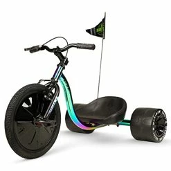 Best Sale 💯 Drift Trike - Strong Steel Frame Tricycle - Adjustable Seat Black Green Machine For 5 Yrs + Neochrom ❤️