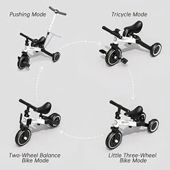 Kids' Tricycles Sales 27 Outlet 𧨠XJD 7 In 1 Toddler Bike With Push Handle For 1 To 3 Years Old Kids Toddler Tricycle With Push Handle For Boy Girl Baby Bike Infant Trike Kids Trikes (White+Handle) π§¨