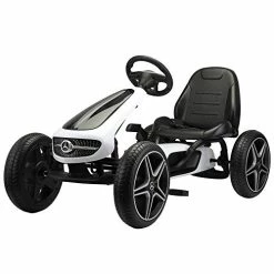 Best Pirce 𧨠TOBBI Pedal Go Kart For Kids, 4-Wheel Pedal Powered Racer Cars W/2-Position Adjustable Seat, Manual Brake,Anti-Slip Wheels, Music And Horn,Ride On Pedal Car For Boys, π§ Girls (White) β€οΈ
