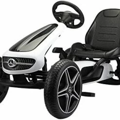 Best Pirce 🧨 TOBBI Pedal Go Kart For Kids, 4-Wheel Pedal Powered Racer Cars W/2-Position Adjustable Seat, Manual Brake,Anti-Slip Wheels, Music And Horn,Ride On Pedal Car For Boys, 👧 Girls (White) ❤️ -Kids' Tricycles Sales 41sgsAFWPPL. AC