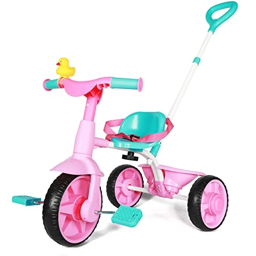 Best deal π 2 In 1 Kids Tricycles Age 18 Month To 3 Years, EVA Wheels Upgraded, Gift Toddler Tricycle, Trikes For Toddlers 2 To 3 Year Old With Push Handle And Duck Bell, Pink Eva Wheel-blue π₯ 1 Best deal π 2 In 1 Kids Tricycles Age 18 Month To 3 Years, EVA Wheels Upgraded, Gift Toddler Tricycle, Trikes For Toddlers 2 To 3 Year Old With Push Handle And Duck Bell, Pink Eva Wheel-blue π₯