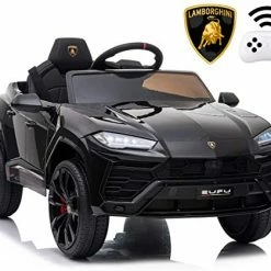 Deals ✨ Rock Wheels Licensed Lamborghini Urus Ride On Truck Car Toy, 12V Battery Powered Electric 4 Wheels Kids Toys W/ Parent Remote Control, Foot Pedal, Music, Aux, LED Headlights, 2 Speeds (Black) ❤️