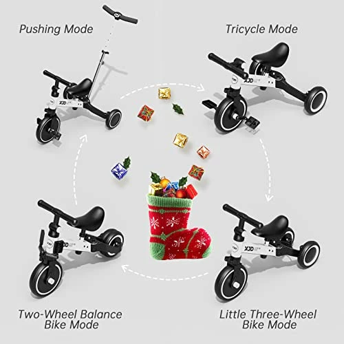 Promo 🔥 XJD 7 In 1 Toddler Bike With Push Handle For 1 To 3 Years Old Kids Toddler Tricycle With Push Handle For Boy Girl Baby Bike Infant Trike Kids Trikes (White) 🔔 2 Promo 🔥 XJD 7 In 1 Toddler Bike With Push Handle For 1 To 3 Years Old Kids Toddler Tricycle With Push Handle For Boy Girl Baby Bike Infant Trike Kids Trikes (White) 🔔 - Image 2