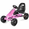 Flash Sale 🎁 Pedal Go Kart, 4-Wheel Off Road Pedal Car W/ Handbrake & Clutch, 2-Position Adjustable Seat, Ride On Go Cart For Kids, Gift For Boys 👧 Girls(Pink) 😉