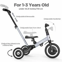 Best Sale 👍 Newyoo 5 In 1 Toddler Tricycle With Parent Steering Push Handle For 1,2,3 Years Old Boys And 👧 Girls, Kids Push Trike, Toddler Bike With Removable Pedals, Adjustable Seat And Handle (Grey) Yellow-006 😀 13 Best Sale 👍 Newyoo 5 In 1 Toddler Tricycle With Parent Steering Push Handle For 1,2,3 Years Old Boys And 👧 Girls, Kids Push Trike, Toddler Bike With Removable Pedals, Adjustable Seat And Handle (Grey) Yellow-006 😀 -Kids' Tricycles Sales 41vih7LW6KL