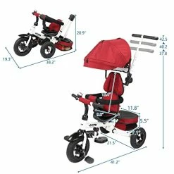 Outlet 🌟 Ktaxon 5 In 1 Toddler Tricycle Baby Trike, Tricycle For Toddlers Age 1-5, Kids Stroller Tricycle With Removable Canopy, Inflatable Wheel, 360-degree Rotatable Seat And Fast-Folding Design(Red) 🤩 -Kids' Tricycles Sales 41w3pKb4IhL