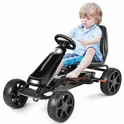 Budget π Costzon Pedal Go Kart For Kids, 4 Wheel Powered Ride On Car, Outdoor Indoor Pedal On Foot Racer Toys With Adjustable Seat, Clutch, Brake, EVA Wheels For Boys π§ Girls Gift (Black) π