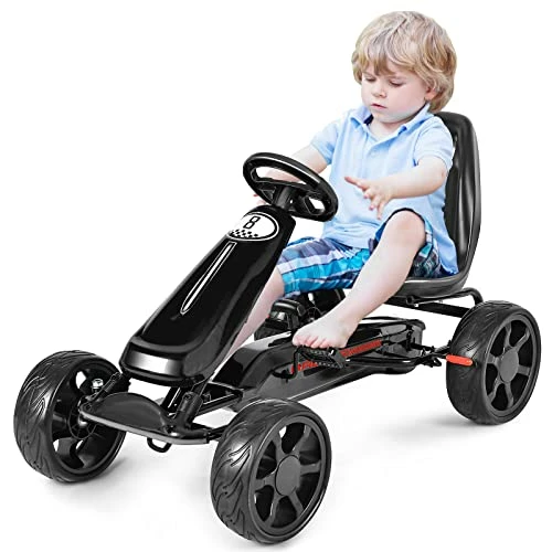 Budget π Costzon Pedal Go Kart For Kids, 4 Wheel Powered Ride On Car, Outdoor Indoor Pedal On Foot Racer Toys With Adjustable Seat, Clutch, Brake, EVA Wheels For Boys π§ Girls Gift (Black) π 1 Budget π Costzon Pedal Go Kart For Kids, 4 Wheel Powered Ride On Car, Outdoor Indoor Pedal On Foot Racer Toys With Adjustable Seat, Clutch, Brake, EVA Wheels For Boys π§ Girls Gift (Black) π